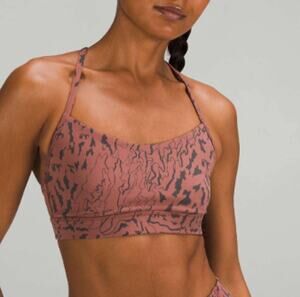 Lululemon Flow Y Nulu Bra Light Support Size 6 Ancient Copper Camo Jacquard